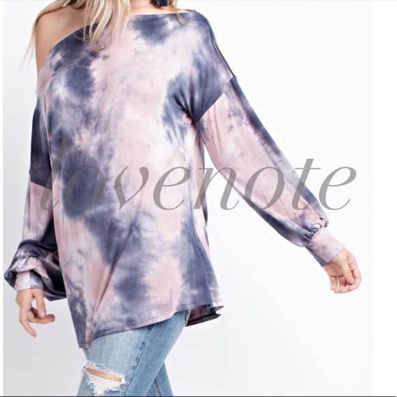 Tie Dye Long Balloon Sleeve Top